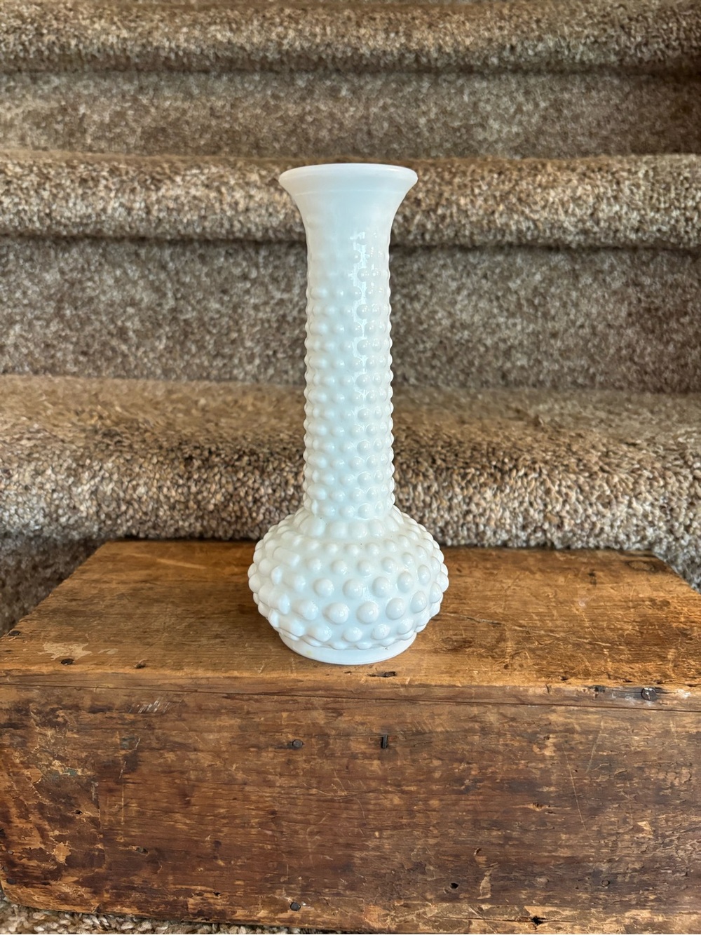 Hobnail Milk Glass Bud Vase - White